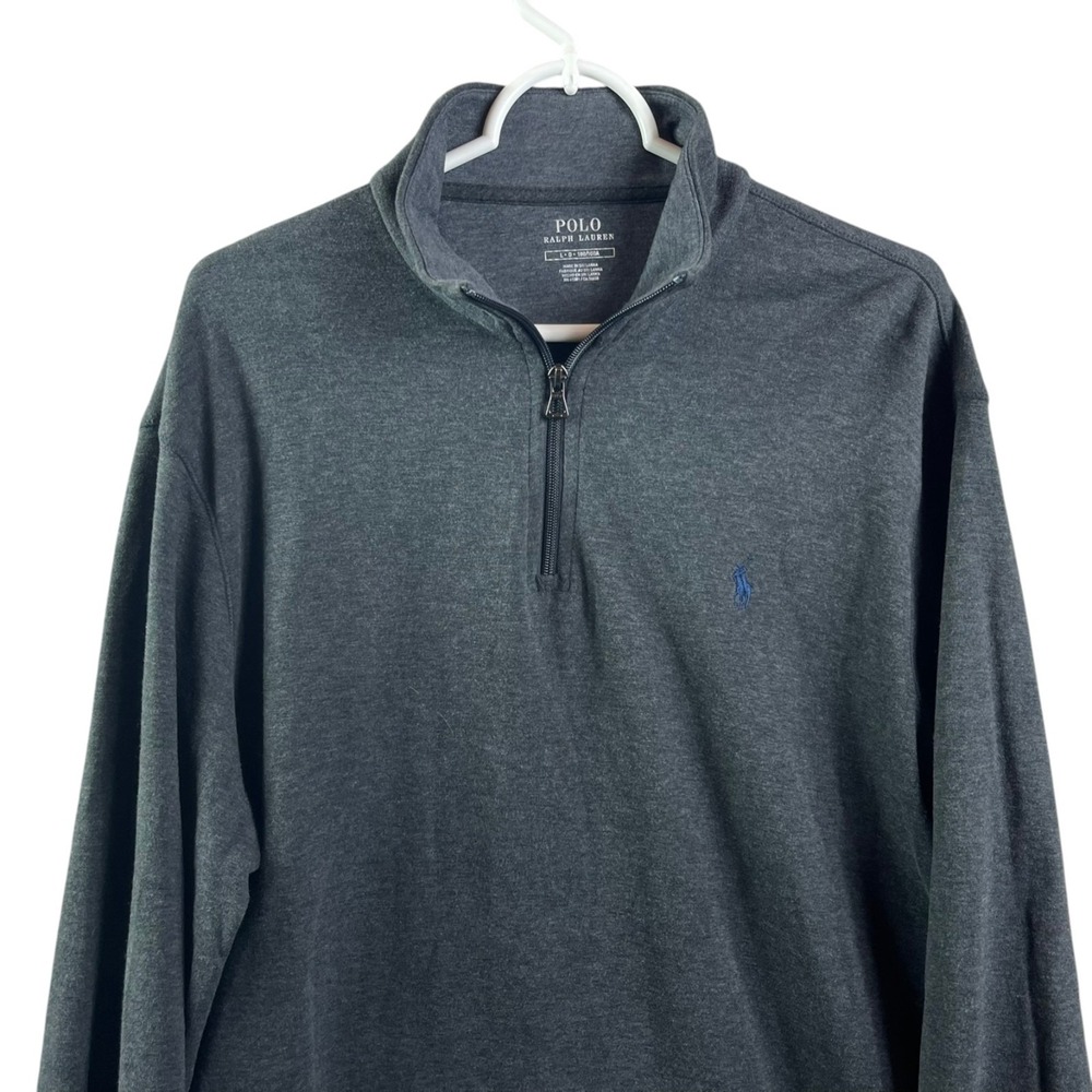 Polo Ralph Lauren Quarter Zip Long Sleeve Shirt Mens Large Gray Cotton - Picture 2 of 8